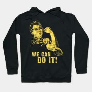 WE CAN DO IT Rosie the Riveter Abstract Black and Yellow Sketch Art Style Hoodie